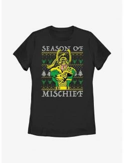 HER Marvel Loki Mischief Season Ugly Christmas Womens T-Shirt