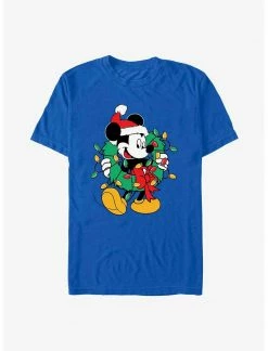 HER Disney Mickey Mouse Mickey Santa Wreath Lights T-Shirt