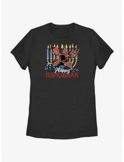 HER Stranger Things Demogorgon Happy Hanukkah Womens T-Shirt