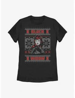 HER Marvel Black Widow Ugly Christmas Womens T-Shirt