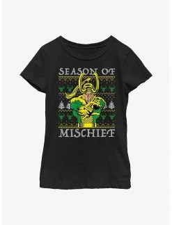 HER Marvel Loki Mischief Season Ugly Christmas Youth Girls T-Shirt