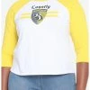 HUNIVERS Harry Potter Hufflepuff Varsity Crop Raglan T-Shirt Plus Size