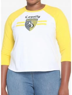 HUNIVERS Harry Potter Hufflepuff Varsity Crop Raglan T-Shirt Plus Size