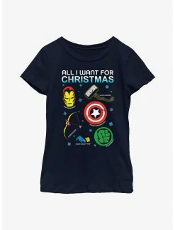 HER Marvel Avengers Christmas List Youth Girls T-Shirt