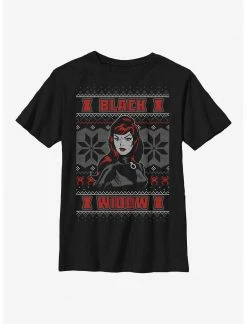 HER Marvel Black Widow Ugly Christmas Youth T-Shirt