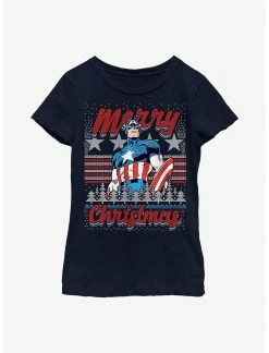 HER Marvel Captain America Christmas Youth Girls T-Shirt