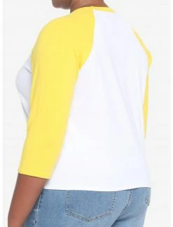 HUNIVERS Harry Potter Hufflepuff Varsity Crop Raglan T-Shirt Plus Size -HER SHOP unnamed file 128