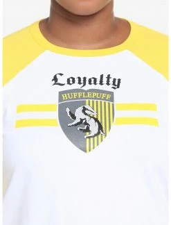HUNIVERS Harry Potter Hufflepuff Varsity Crop Raglan T-Shirt Plus Size -HER SHOP unnamed file 129
