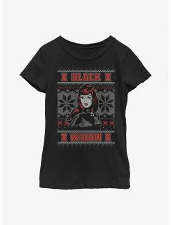 HER Marvel Black Widow Ugly Christmas Youth Girls T-Shirt