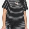HUNIVERS The Nightmare Before Christmas Black & White Stripe Jack Face Mesh Panel T-Shirt Plus Size