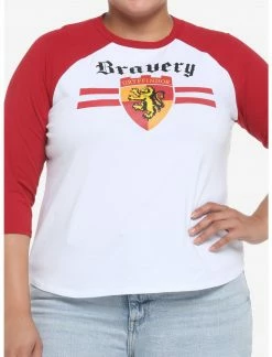 HUNIVERS Harry Potter Gryffindor Varsity Raglan Crop T-Shirt Plus Size