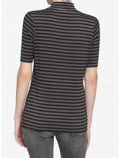 HUNIVERS Harry Potter Deathly Hallows Stripe Mock Neck Top -HER SHOP unnamed file 1310