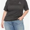 HUNIVERS Harry Potter Deathly Hallows Stripe Mock Neck Top Plus Size