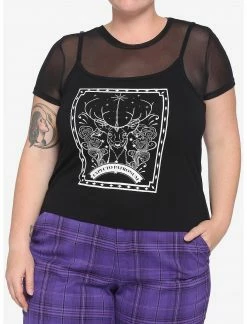 HUNIVERS Harry Potter Patronus Mesh Crop Twofer Top Plus Size