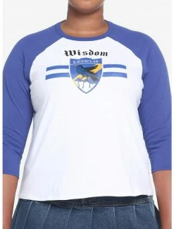 HUNIVERS Harry Potter Ravenclaw Varsity Crop Raglan T-Shirt Plus Size