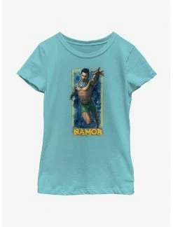 Marvel Black Panther: Wakanda Forever Namor Submariner Badge Youth Girls T-Shirt