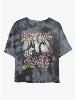 HER Disney Sleeping Beauty Grunge Womens Tie-Dye Crop T-Shirt