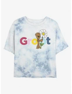 HER Marvel Guardians Of The Galaxy Groot Womens Tie-Dye Crop T-Shirt