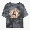 HER Marvel Avengers Logo Floral Womens Tie-Dye Crop T-Shirt