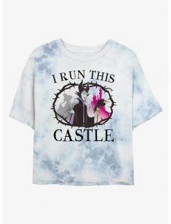 HER Disney Sleeping Beauty Maleficent I Run This Castle Womens Tie-Dye Crop T-Shirt