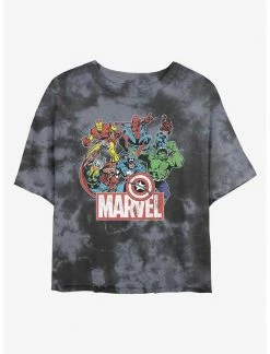 Marvel Avengers Heroes Of Today Womens Tie-Dye Crop T-Shirt