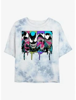 HER Marvel Venom Neon Drip Womens Tie-Dye Crop T-Shirt