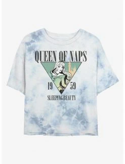 HER Disney Sleeping Beauty Queen Of Naps Womens Tie-Dye Crop T-Shirt