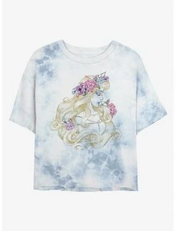 HER Disney Sleeping Beauty Outline Beauty Womens Tie-Dye Crop T-Shirt