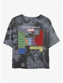 HER Marvel Periodic Table Womens Tie-Dye Crop T-Shirt