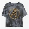 HER Marvel Avengers Logo Leopard Fill Womens Tie-Dye Crop T-Shirt