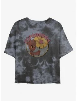 HER Marvel Guardians Of The Galaxy Outdoorsy Groot Womens Tie-Dye Crop T-Shirt