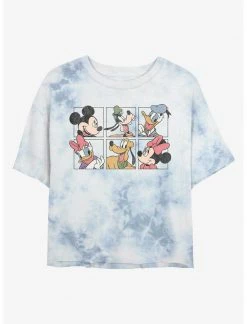 HER Disney Mickey Mouse And Friends Grid Womens Tie-Dye Crop T-Shirt