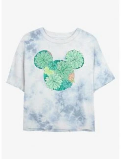 HER Disney Mickey Mouse Succulents Womens Tie-Dye Crop T-Shirt
