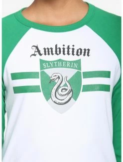 HUNIVERS Harry Potter Slytherin Varsity Crop Raglan T-Shirt -HER SHOP unnamed file 152