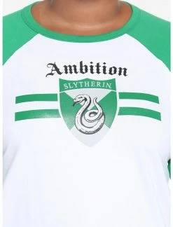 HUNIVERS Harry Potter Slytherin Varsity Crop Raglan T-Shirt Plus Size -HER SHOP unnamed file 157