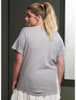 HUNIVERS Her Universe Heather Grey V-Neck Favorite T-Shirt Plus Size -HER SHOP unnamed file 182