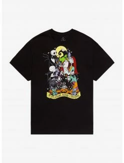 HUNIVERS The Nightmare Before Christmas Graveyard Collage Boyfriend Fit T-Shirt