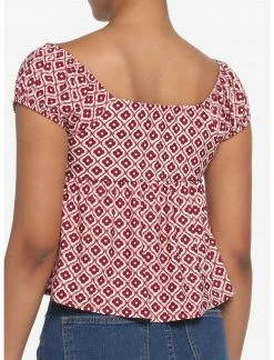 HUNIVERS Red Floral Babydoll Top -HER SHOP unnamed file 315