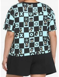 HUNIVERS Badtz-Maru Teal Checkered Crop T-Shirt Plus Size -HER SHOP unnamed file 325
