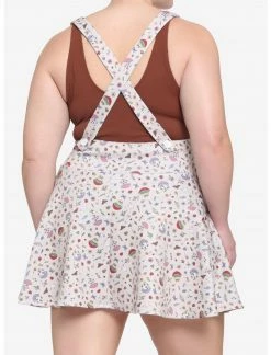 HUNIVERS Ivory Cottagecore Lace-Up Suspender Skirt Plus Size -HER SHOP unnamed file 357