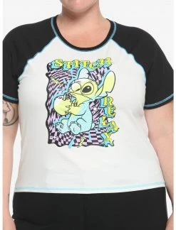 HUNIVERS Her Universe Disney Lilo & Stitch Warped Raglan Baby T-Shirt Plus Size