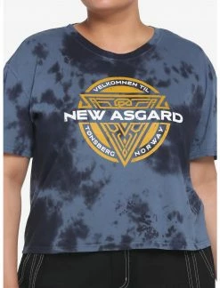HUNIVERS Her Universe Marvel Thor: Love And Thunder New Asgard Blue Wash Crop T-Shirt Plus Size