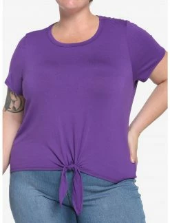 HUNIVERS Purple Tie-Front Top Plus Size
