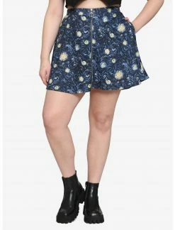 HUNIVERS Starry Night O-Ring Zipper Skirt Plus Size