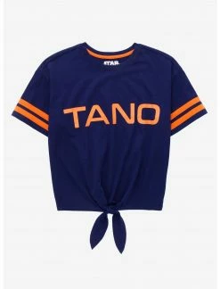 HUNIVERS Her Universe Star Wars Ahsoka Tano Varsity Stripe Tie-Front T-Shirt Her Universe Exclusive