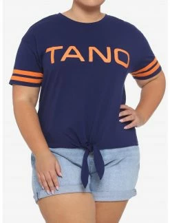HUNIVERS Her Universe Star Wars Ahsoka Tano Varsity Stripe Tie-Front T-Shirt Plus Size Her Universe Exclusive