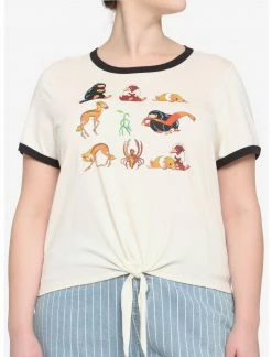 HUNIVERS Fantastic Beasts: The Secrets Of Dumbledore Beasts Tie-Front Ringer T-Shirt Plus Size