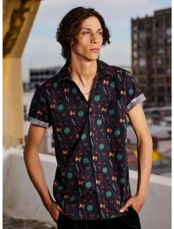 OURUNVRS Our Universe Star Wars Dark Side Galactic Empire Neon Woven Button-Up Her Universe Exclusive