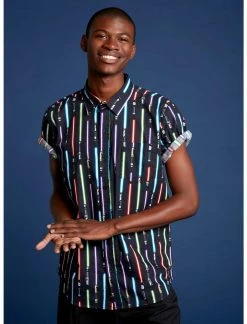 HER SHOP 20 OURUNVRS Our Universe Star Wars Lightsaber Woven Button-Up