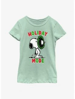 HER Peanuts Holiday Mode Snoopy Wreath Youth Girls T-Shirt